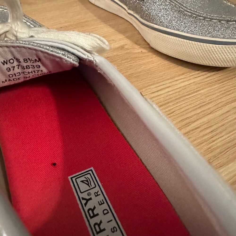 Sperry Top Sider Super Sparkly Silver Glitter Boat Shoes 8.5 - Picture 6 of 8